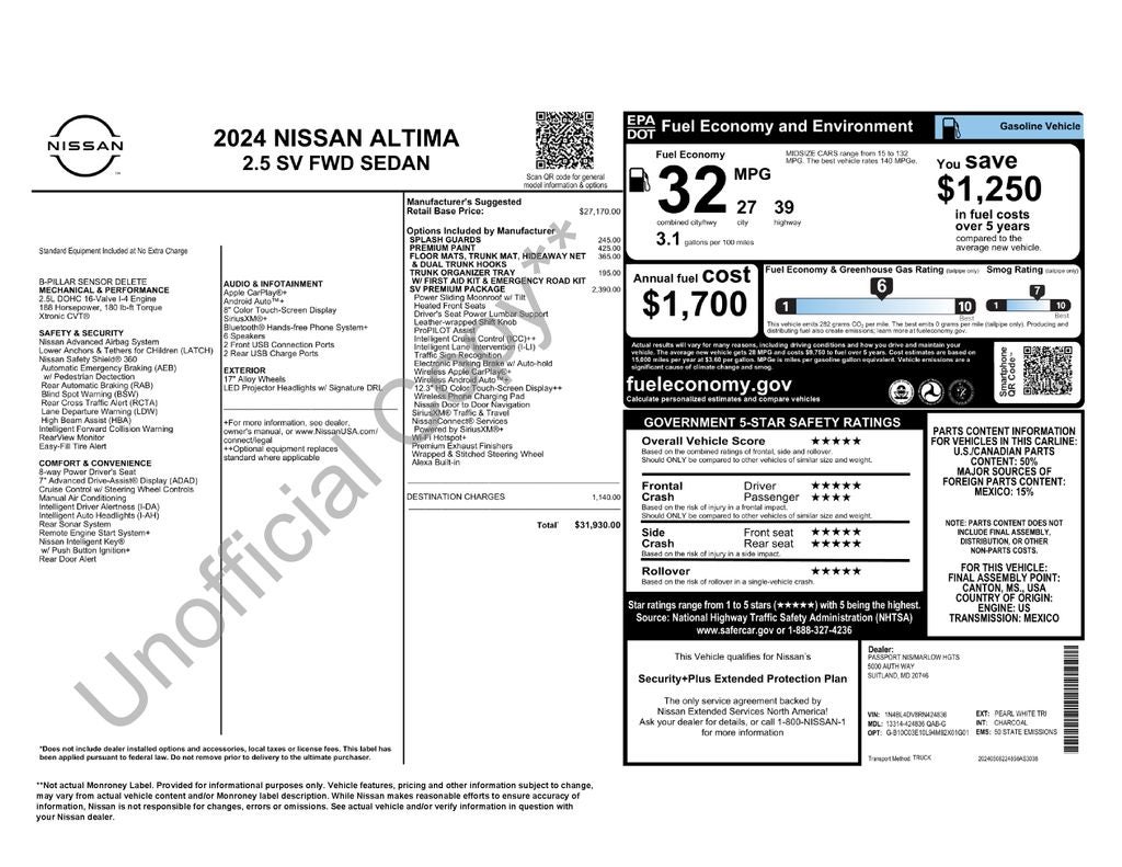 2024 Nissan Altima 2.5 SV