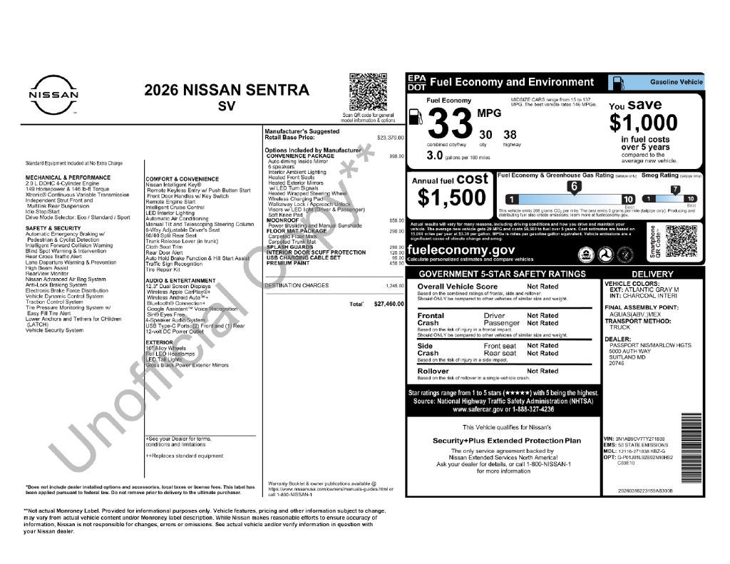 2026 Nissan Sentra SV