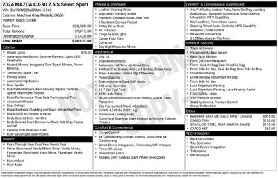 2024 Mazda Mazda CX-30 2.5 S Select Sport