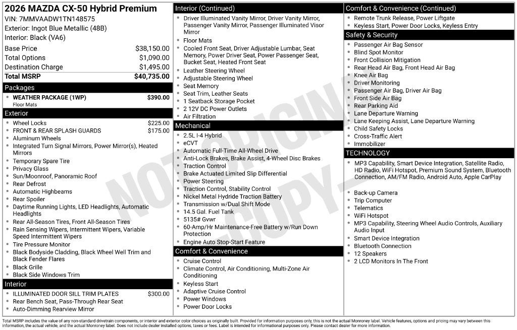 2026 Mazda Mazda CX-50 Hybrid Premium