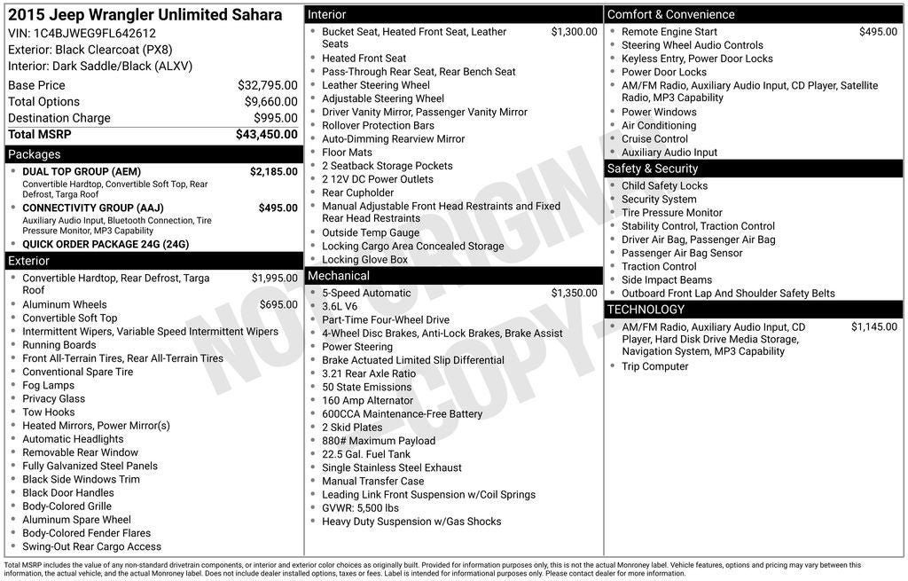 2015 Jeep Wrangler Unlimited Sahara