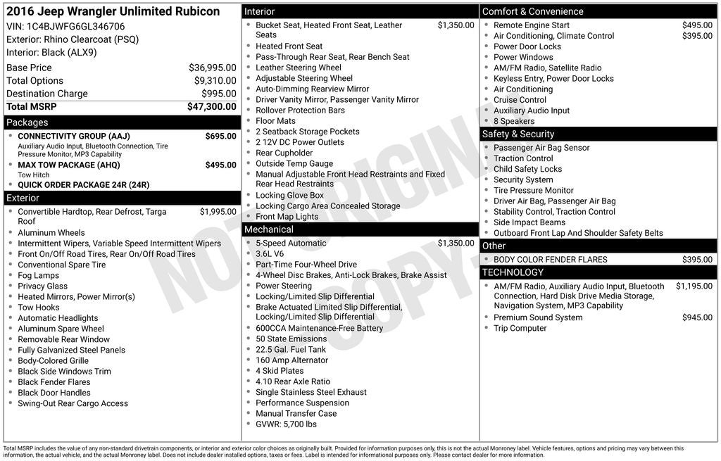 2016 Jeep Wrangler Unlimited Rubicon