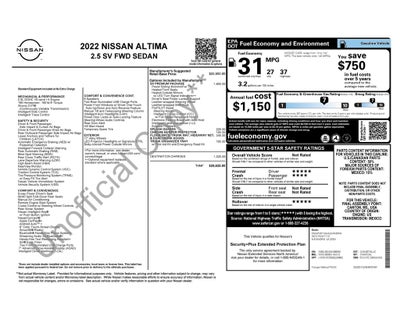 2022 Nissan Altima 2.5 SV Nissan Certified