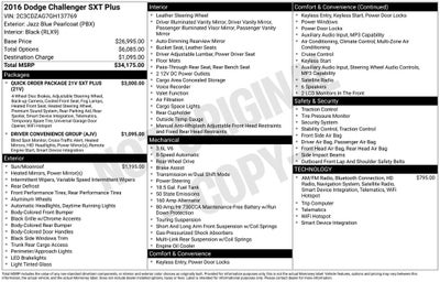 2016 Dodge Challenger SXT Plus