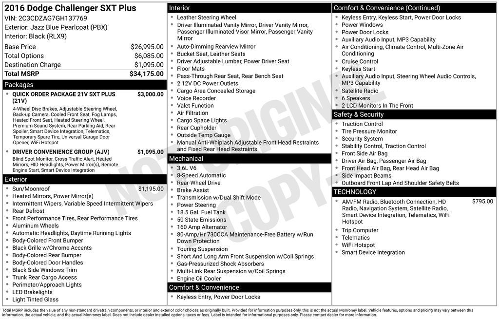 2016 Dodge Challenger SXT Plus