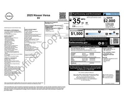 2025 Nissan Versa 1.6 SV Nissan Certified