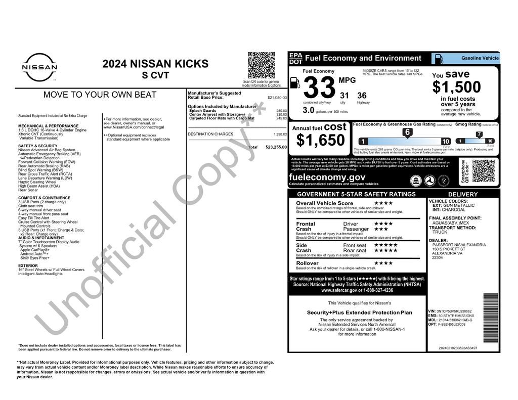 2024 Nissan Kicks S Nissan Certified