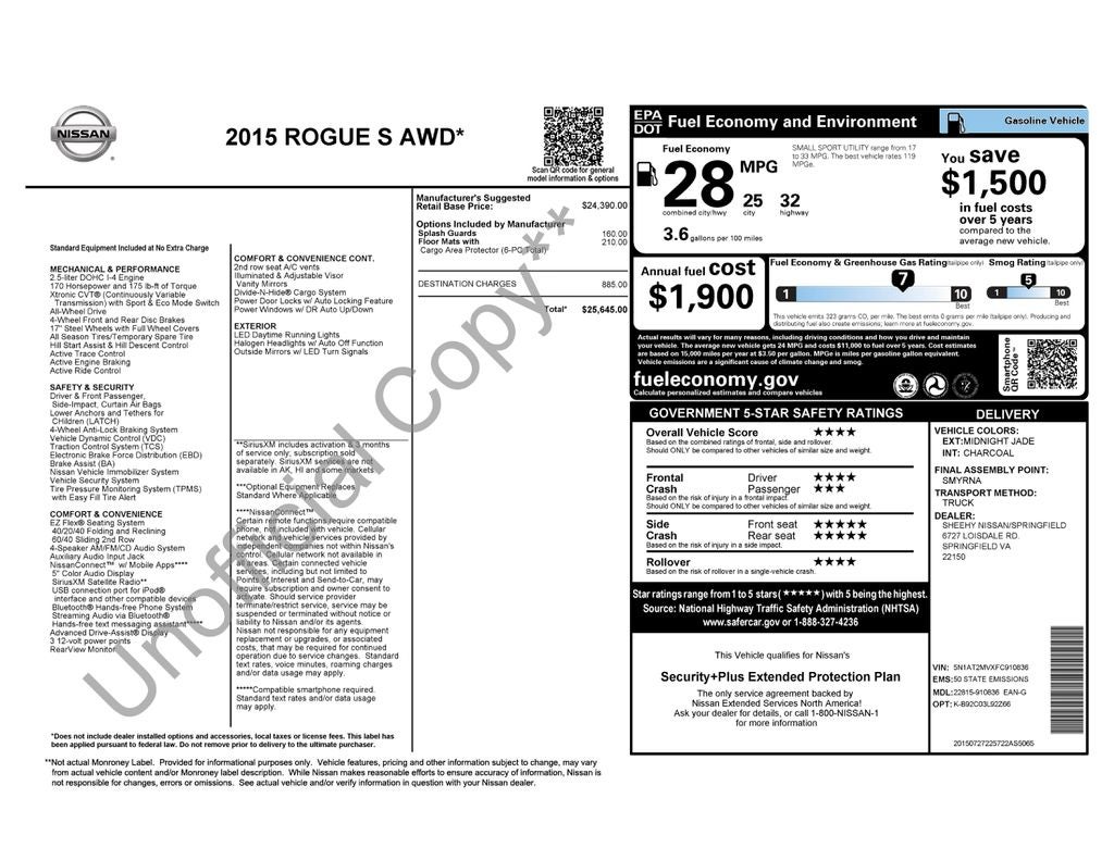 2015 Nissan Rogue S
