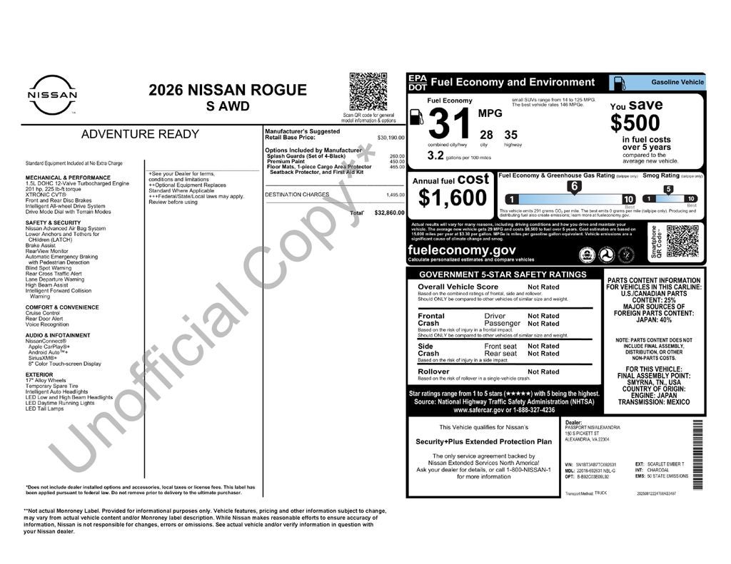 2026 Nissan Rogue S Nissan Certified
