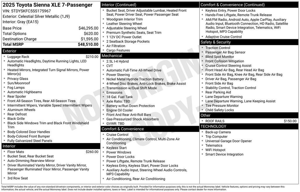 2025 Toyota Sienna XLE 7 Passenger