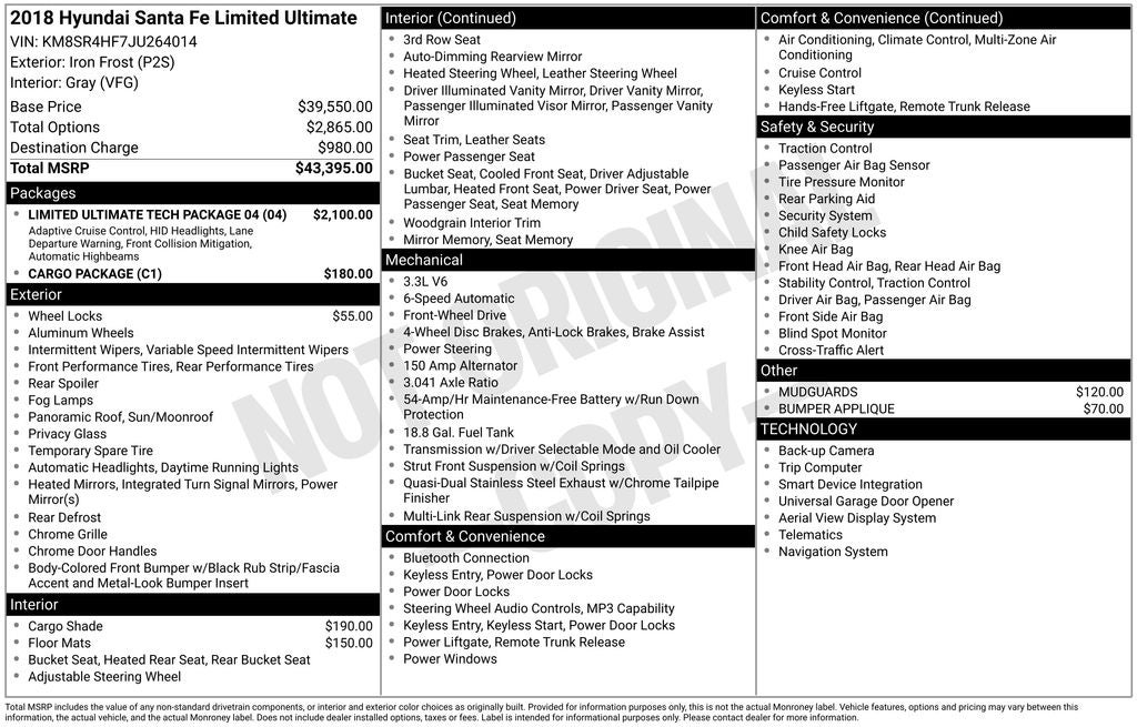 2018 Hyundai Santa Fe Limited Ultimate