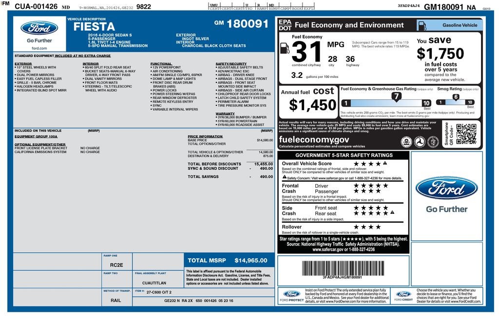 2016 Ford Fiesta S