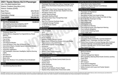 2021 Toyota Sienna XLE 8 Passenger