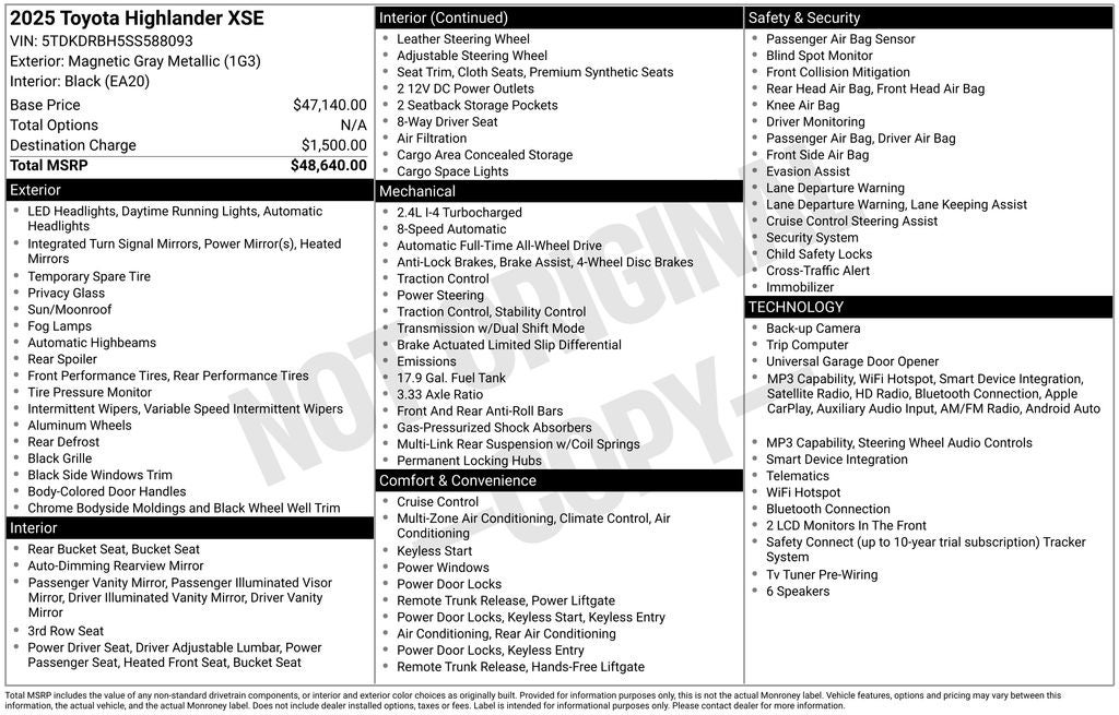 2025 Toyota Highlander XSE